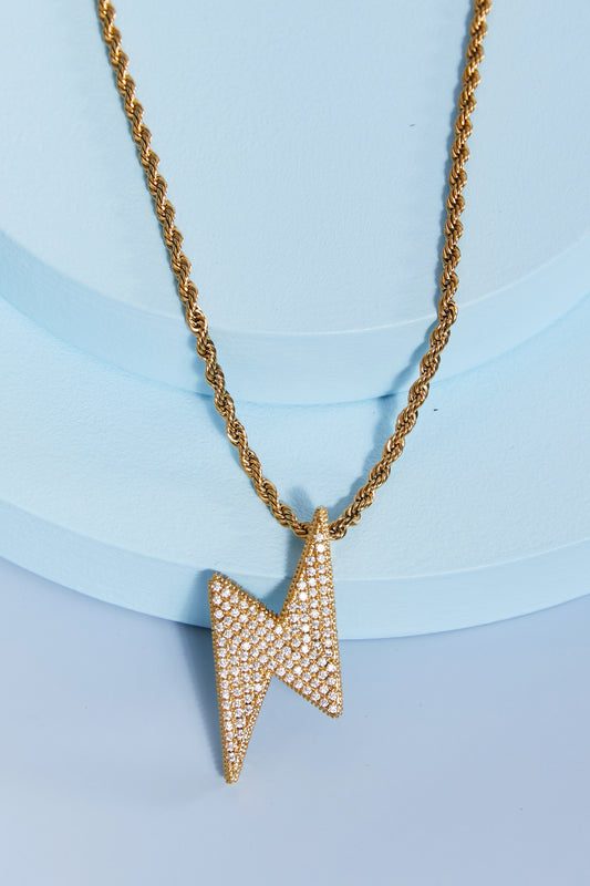 Brass Lightning Pendant Necklace — Apparel By Junior