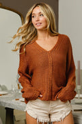 BiBi V-neck cable knit sweater — Apparel By Junior