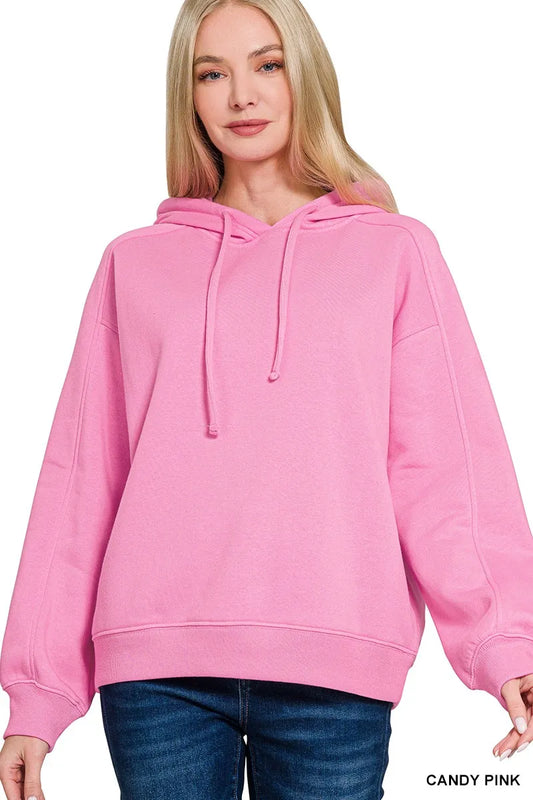 Zenana drawstring relaxed fit fleece hoodie — Apparel By Junior