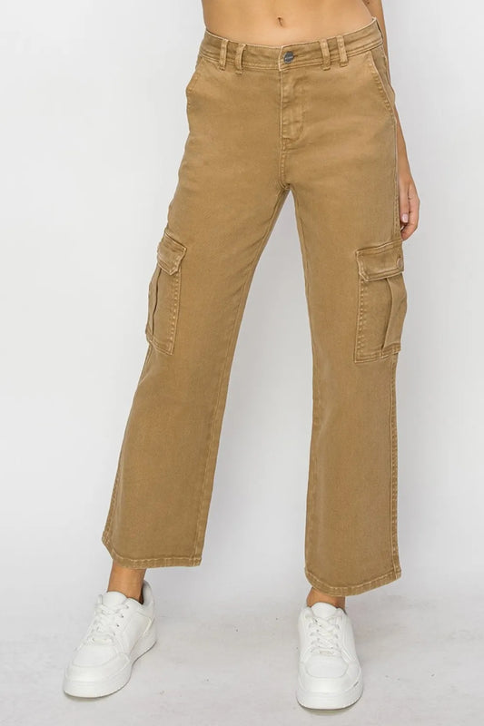 RISEN high rise cargo jeans with wide utility pockets — Apparel By Junior