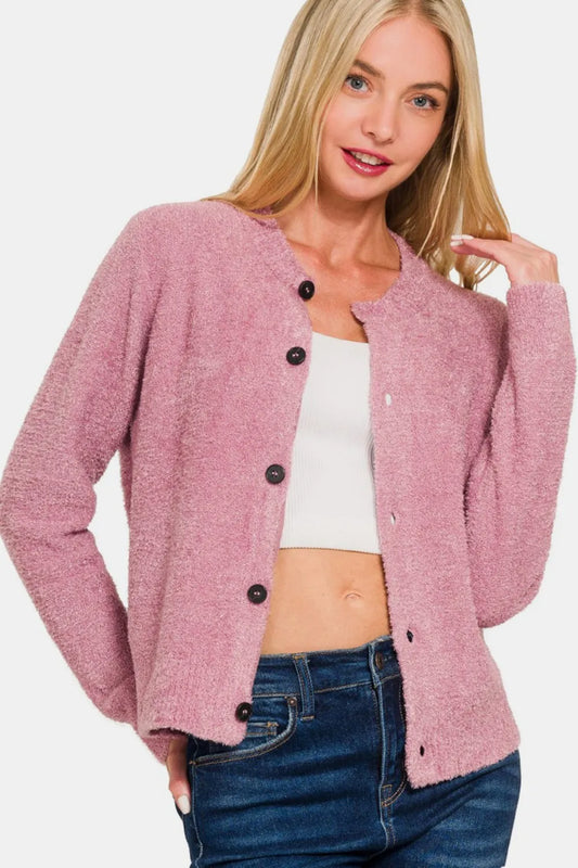 Zenana button down long sleeve sweater cardigan, second colourway — Apparel By Junior