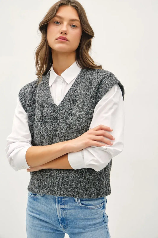 Be Cool cable knit V-neck sweater vest — Apparel By Junior