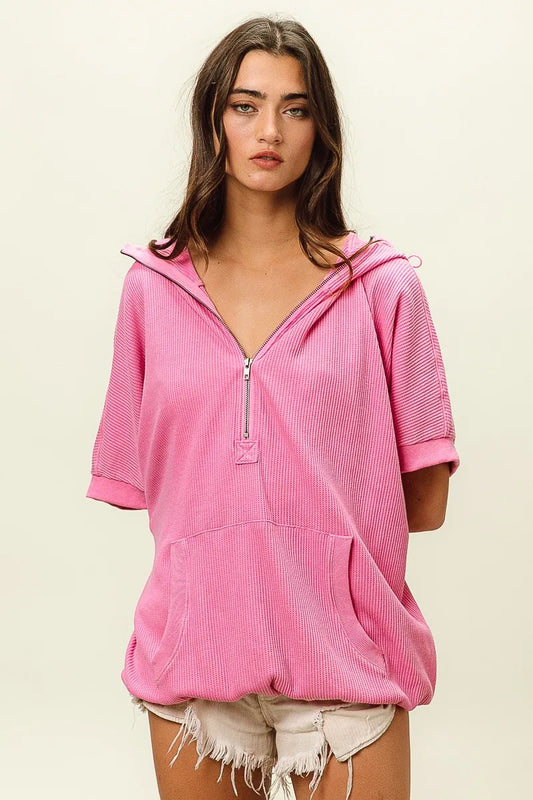BiBi vintage washed waffle thermal hoodie — Apparel By Junior