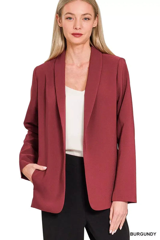 Zenana woven long sleeve blazer with lining — Apparel By Junior