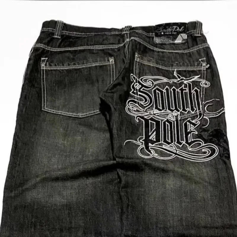 Y2K Embroidered Wide-Leg Jeans