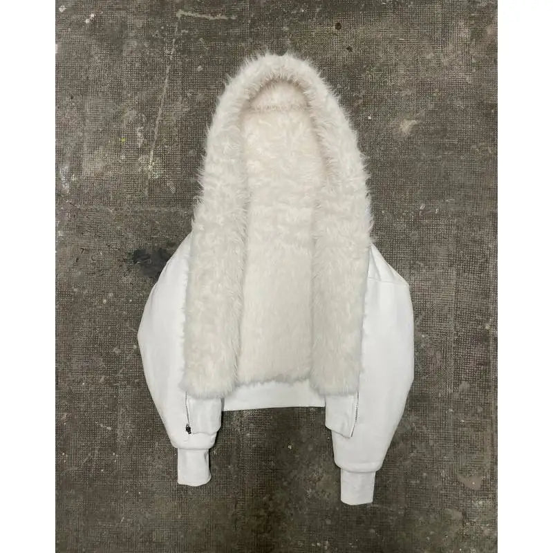 Reversible fur hoodie