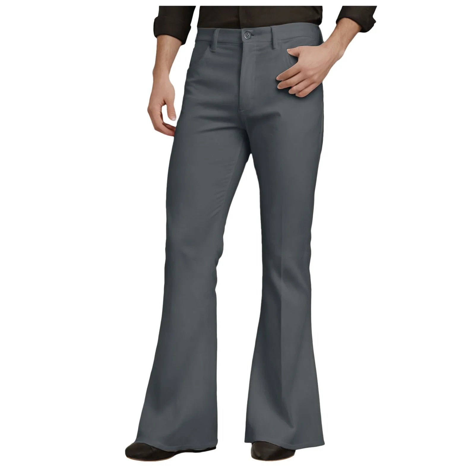 Mens Fit Bell-Bottoms Pants Fashion New Cotton Casual Elastic Hiking Outdoor Pants Male Streetwear Flared Trousers Ropa Hombre