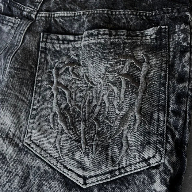 Y2K Embroidered Baggy Jeans
