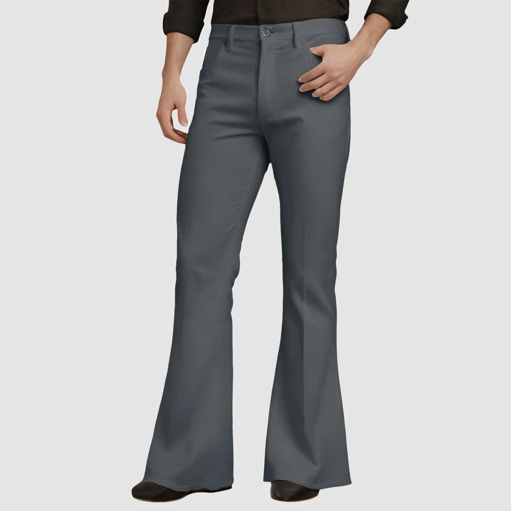 Mens Fit Bell-Bottoms Pants Fashion New Cotton Casual Elastic Hiking Outdoor Pants Male Streetwear Flared Trousers Ropa Hombre