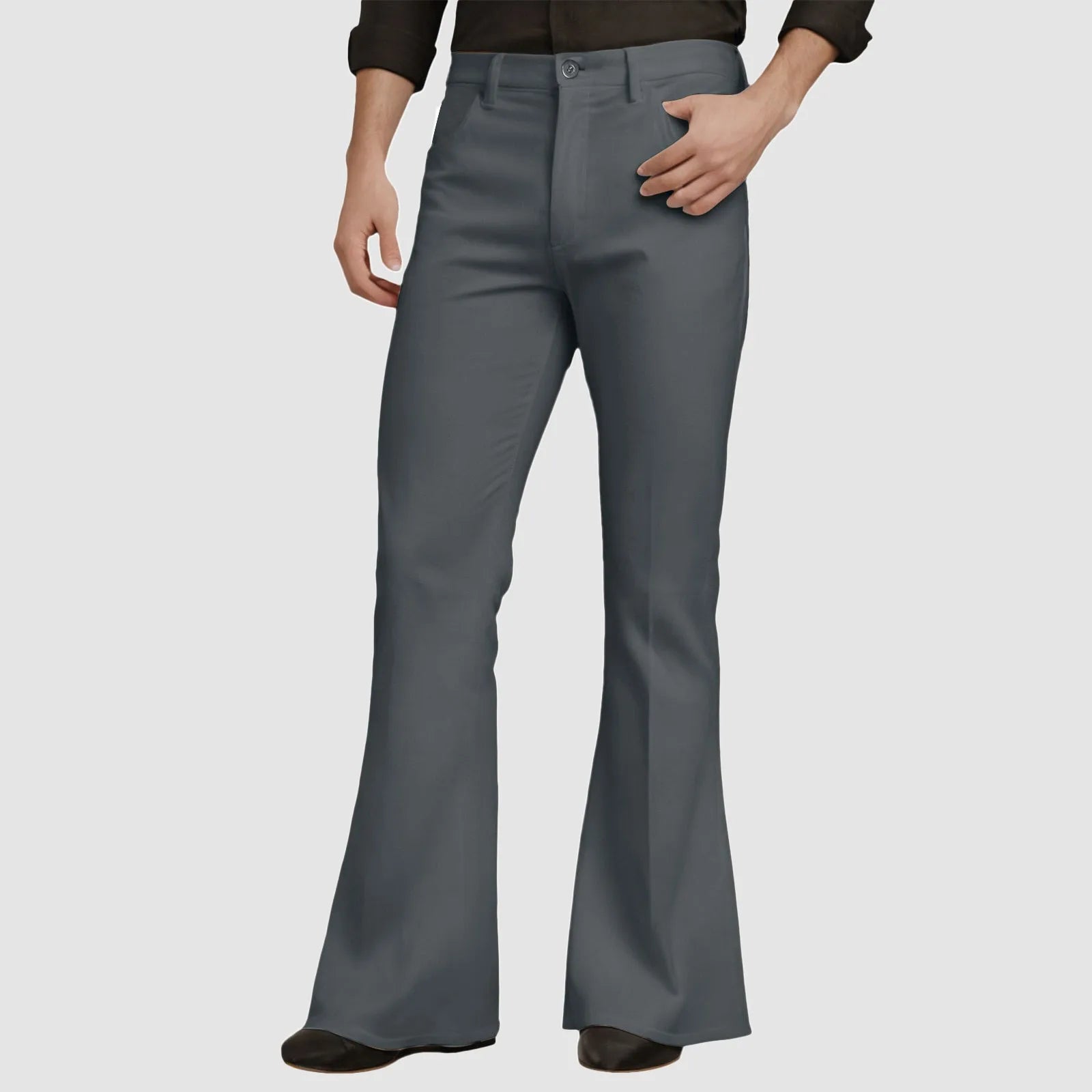 Mens Fit Bell-Bottoms Pants Fashion New Cotton Casual Elastic Hiking Outdoor Pants Male Streetwear Flared Trousers Ropa Hombre