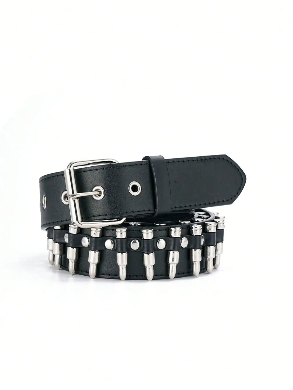 Unisex Bullet Shaped Punk Rock Y2K Style Buckle PU Leather Belt Summer, School