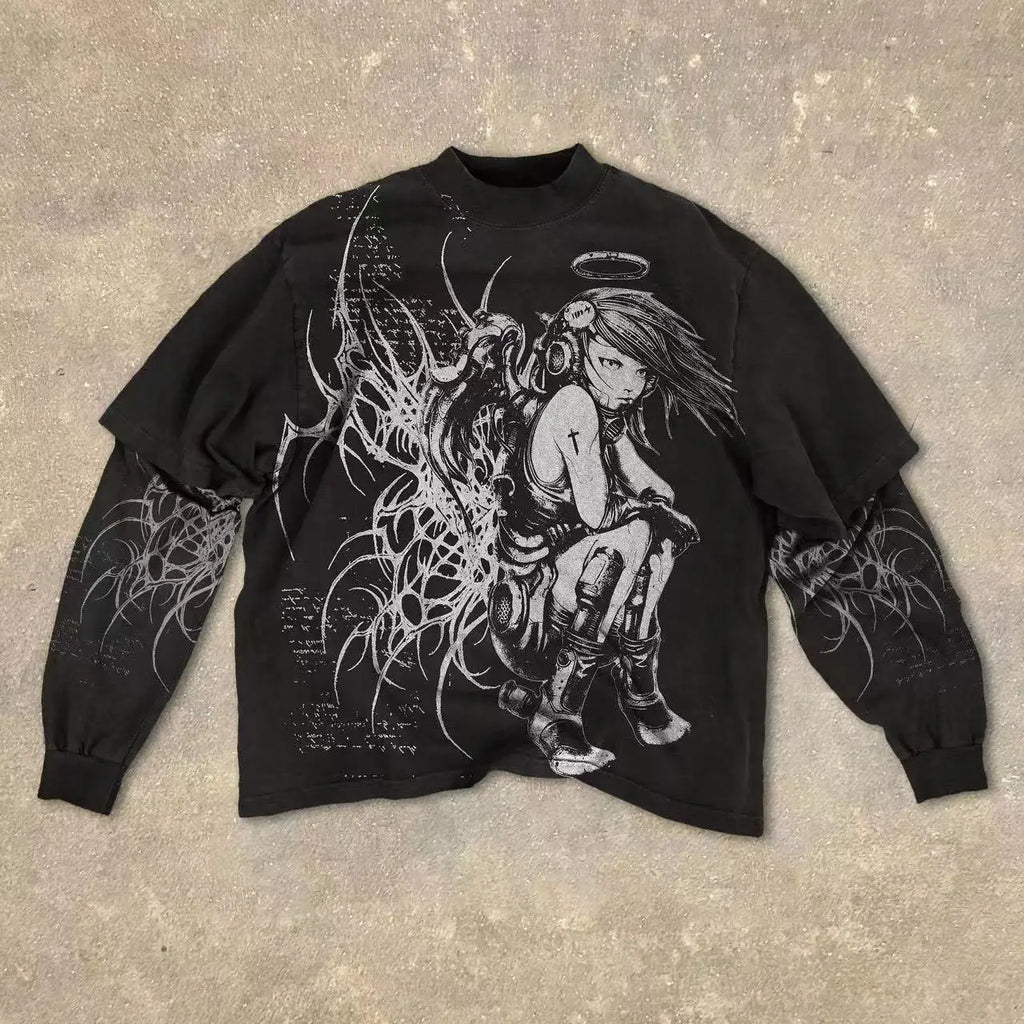 Gothic Red Eye Spliced T-Shirt