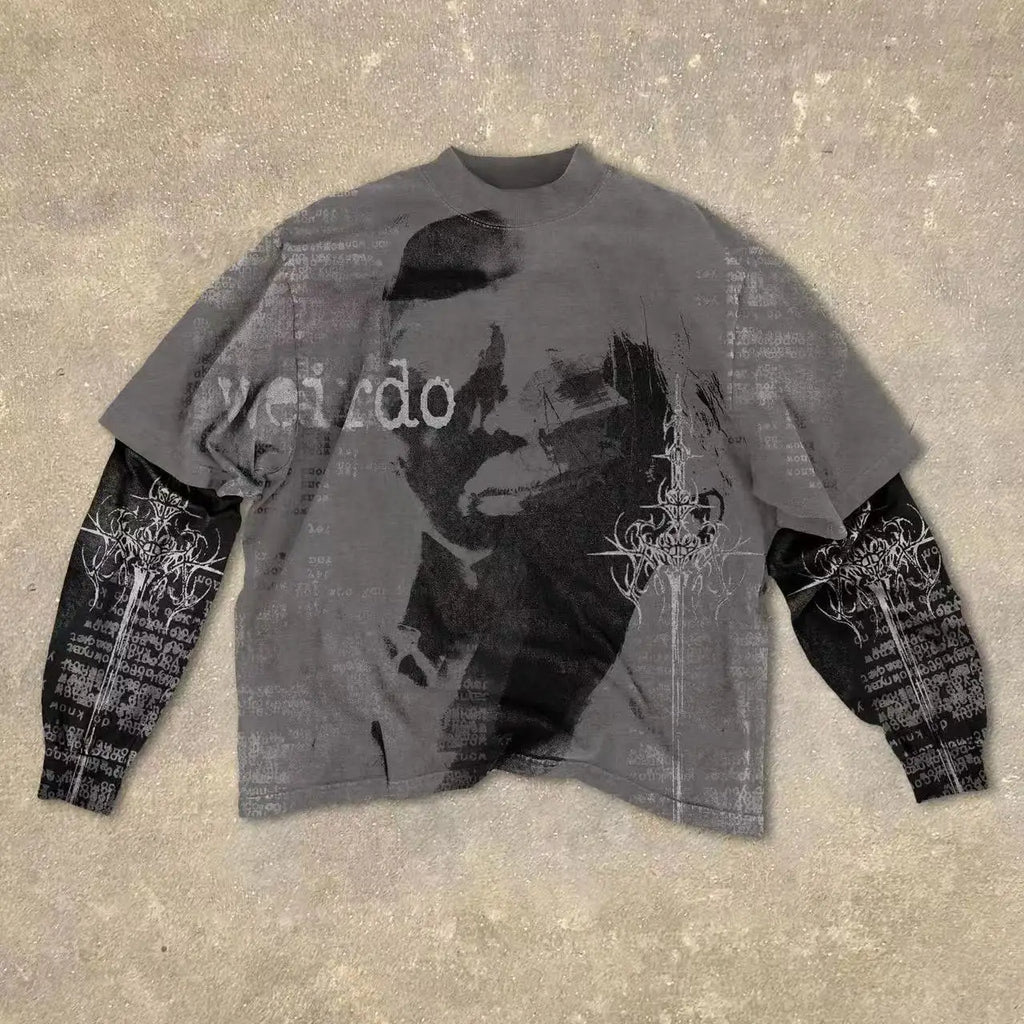 Gothic Red Eye Spliced T-Shirt