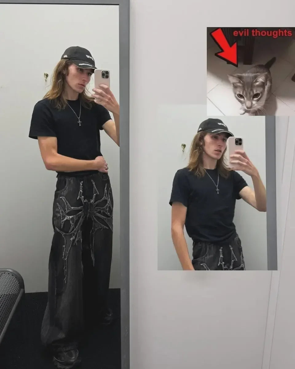 Y2K Embroidered Baggy Jeans