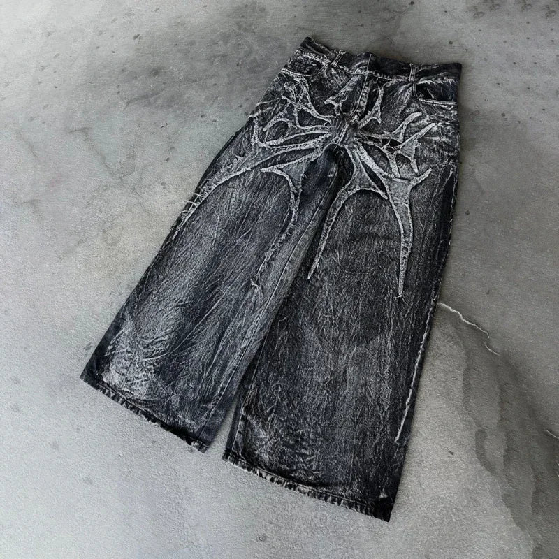 Y2K Embroidered Baggy Jeans