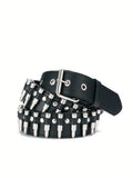 Unisex Bullet Shaped Punk Rock Y2K Style Buckle PU Leather Belt Summer, School
