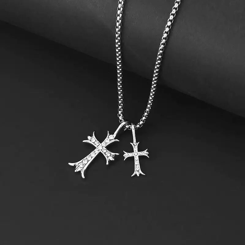 Double cross necklace
