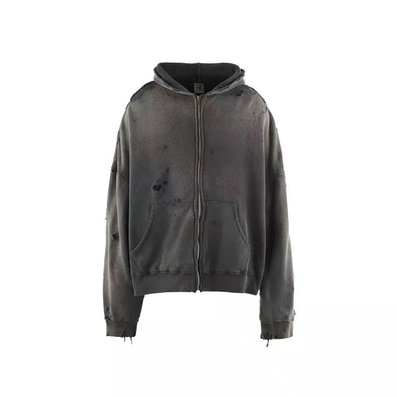 Saint Vintage distressed zip up