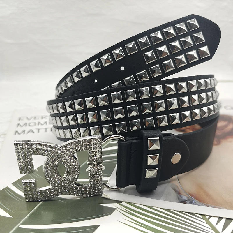 Y2K Rivet Waist Belt for Men Women Streetwear Jeans Accessories black pyramid studded belt, punk rock belt