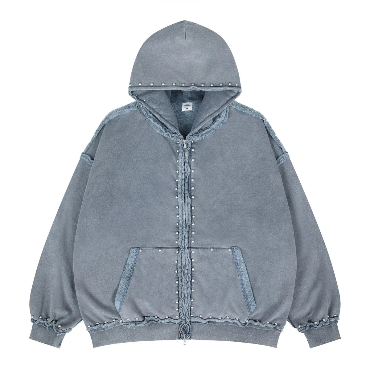 Distressed Rivet Hoodie Vintage Oversized Streetwear Premium Quality