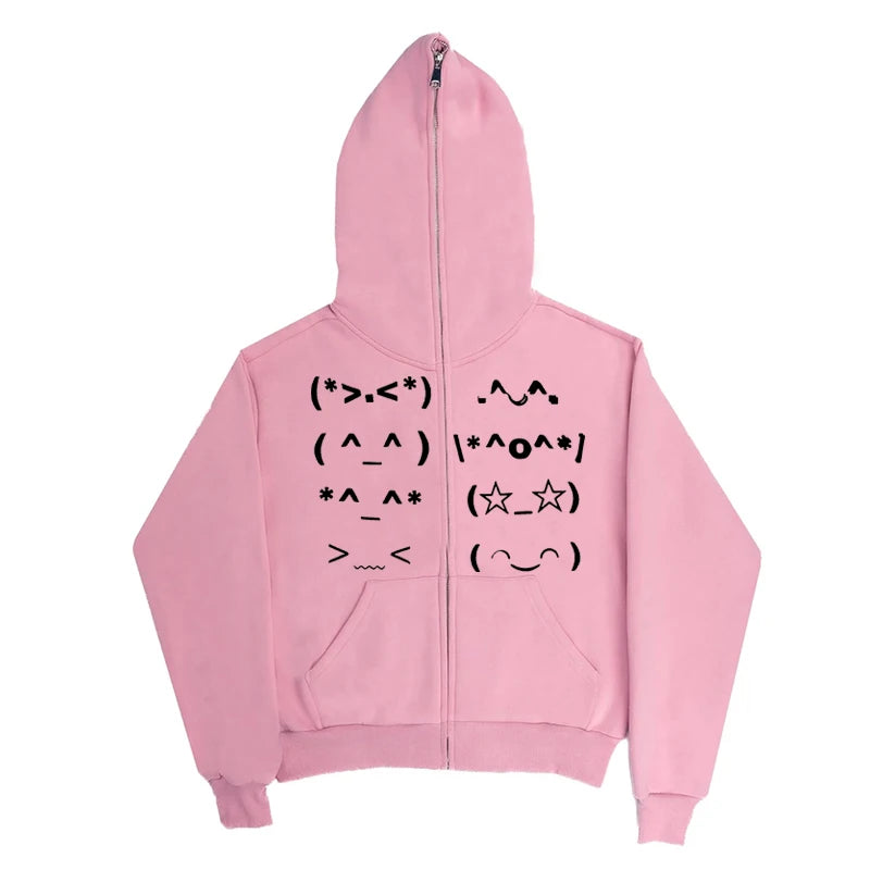 Faur collar Harajuku Zip up