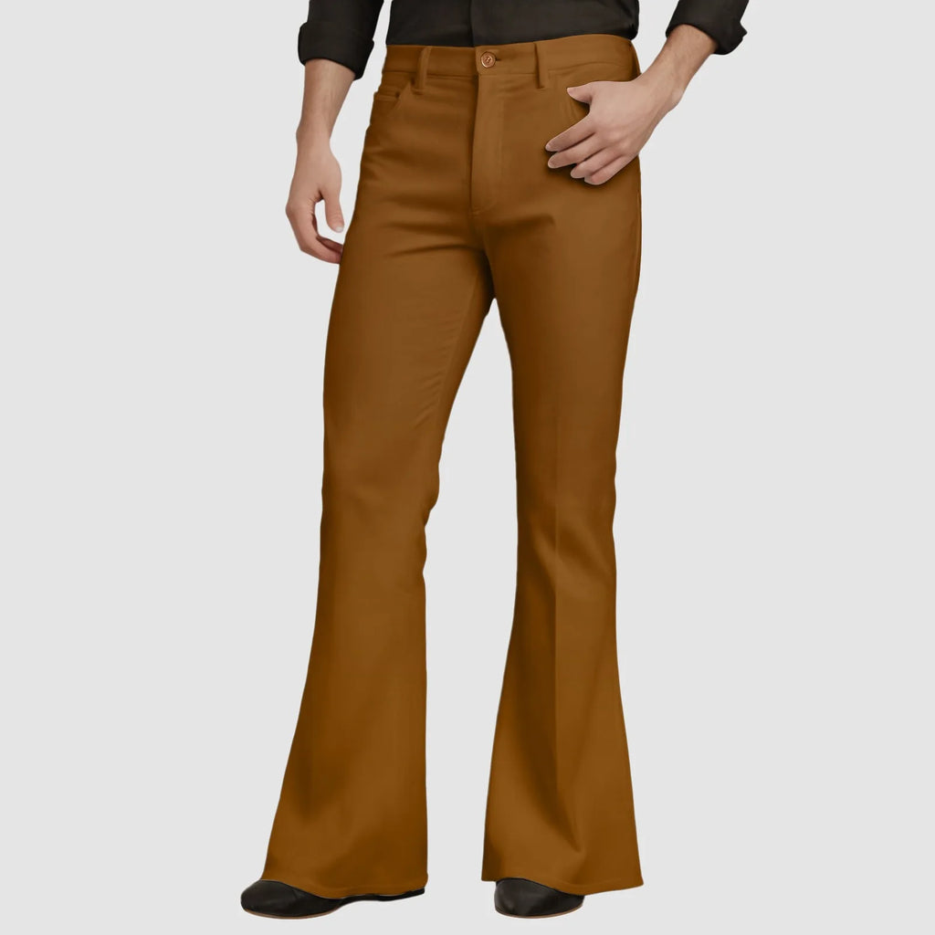Mens Fit Bell-Bottoms Pants Fashion New Cotton Casual Elastic Hiking Outdoor Pants Male Streetwear Flared Trousers Ropa Hombre