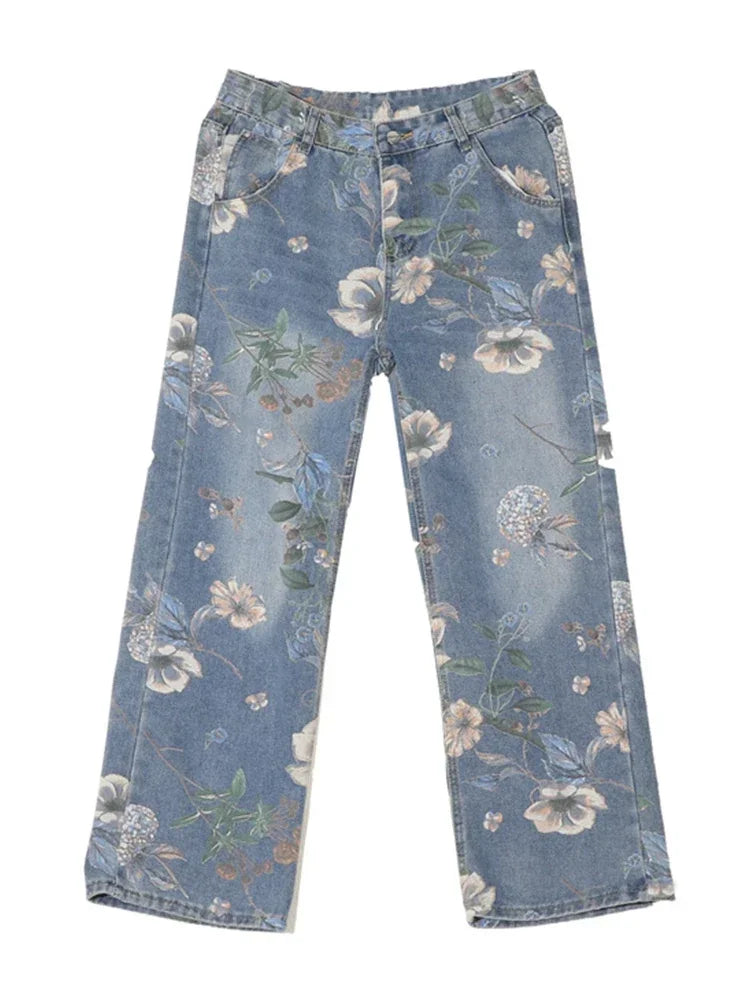Autumn Floral Printed Denim