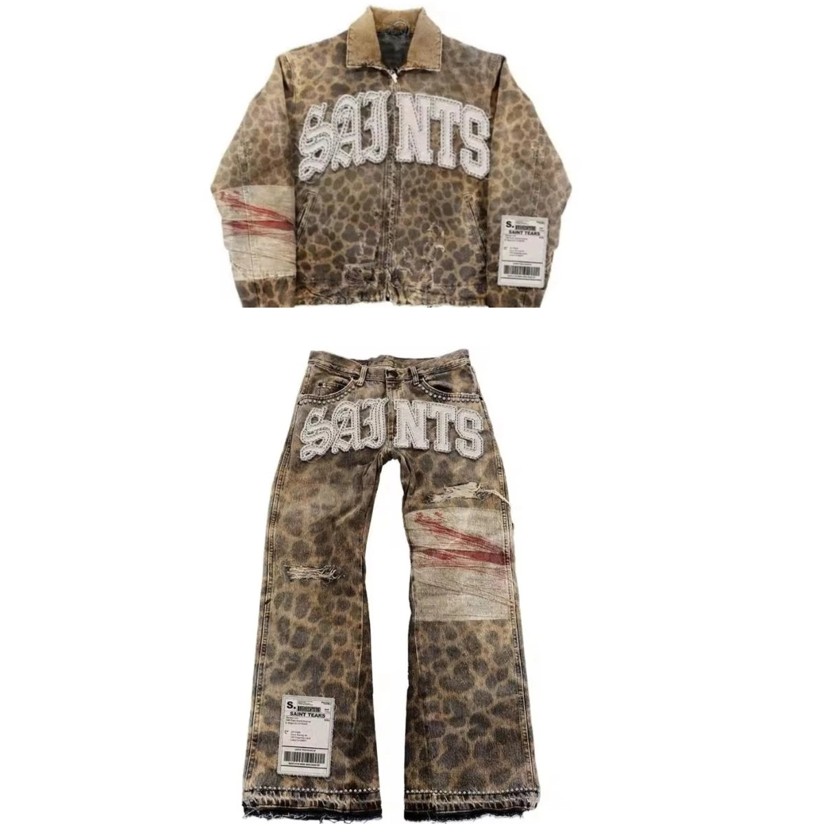 Retro Leopard Print Pattern Two Piece Set