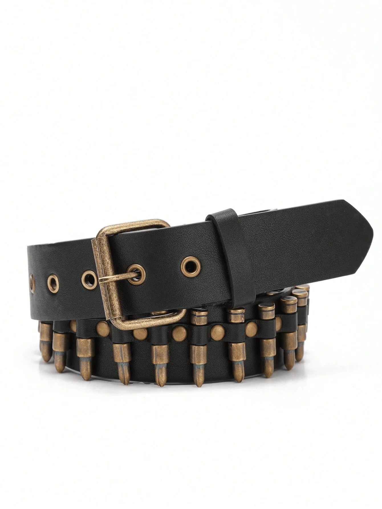 Unisex Bullet Shaped Punk Rock Y2K Style Buckle PU Leather Belt Summer, School
