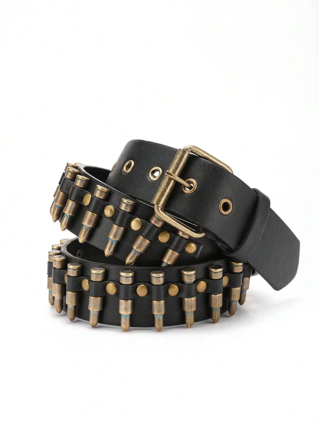 Unisex Bullet Shaped Punk Rock Y2K Style Buckle PU Leather Belt Summer, School