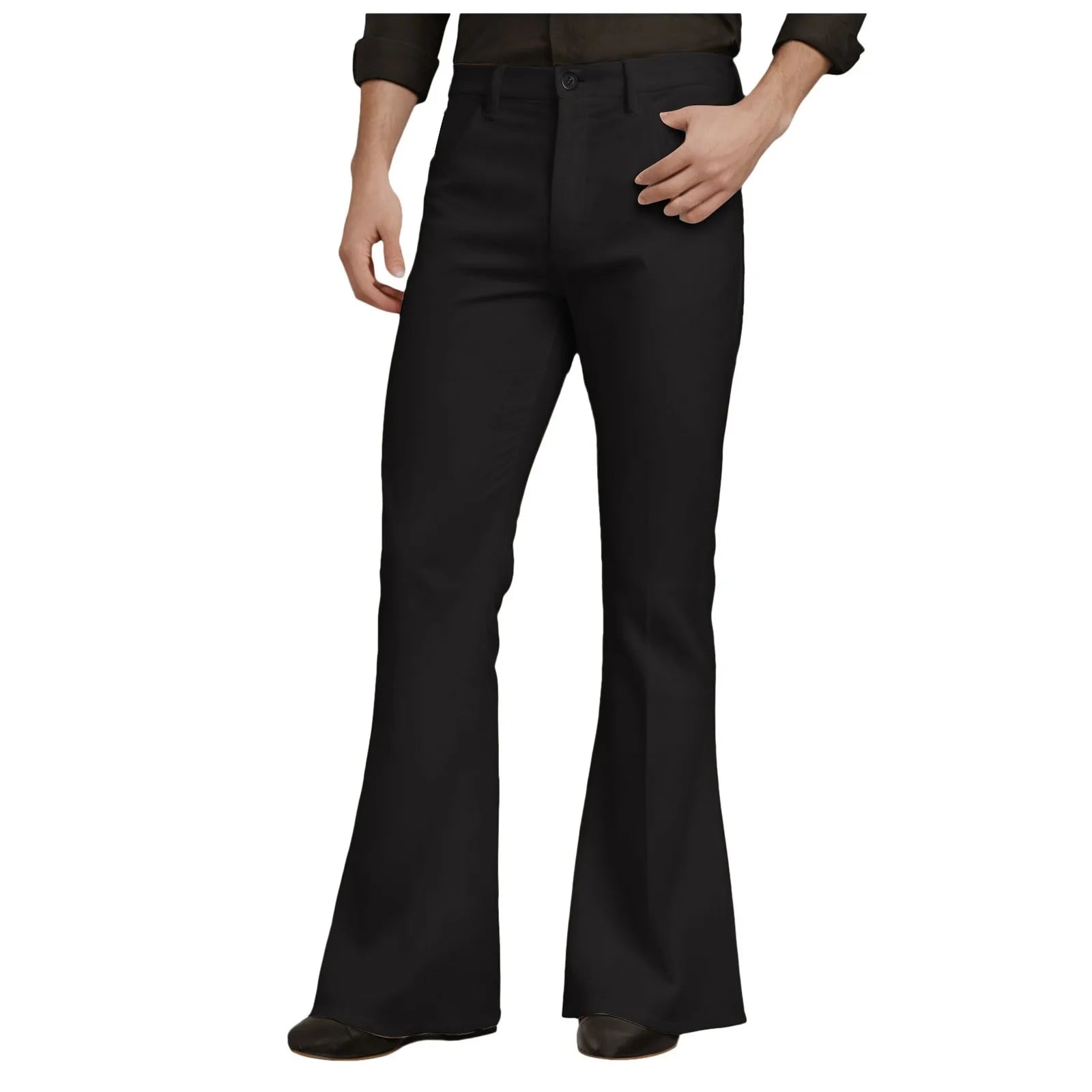 Mens Fit Bell-Bottoms Pants Fashion New Cotton Casual Elastic Hiking Outdoor Pants Male Streetwear Flared Trousers Ropa Hombre