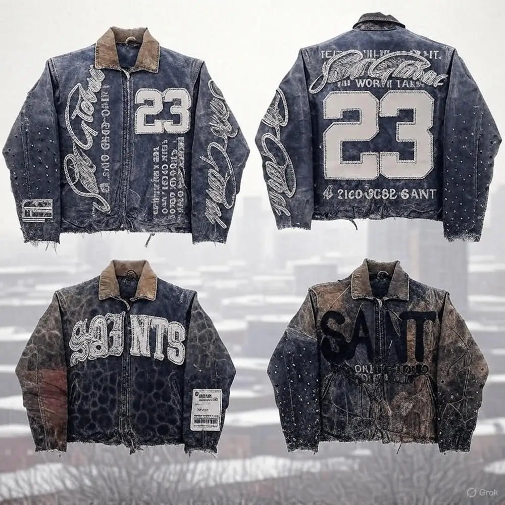Denim Rhinestone Zip up