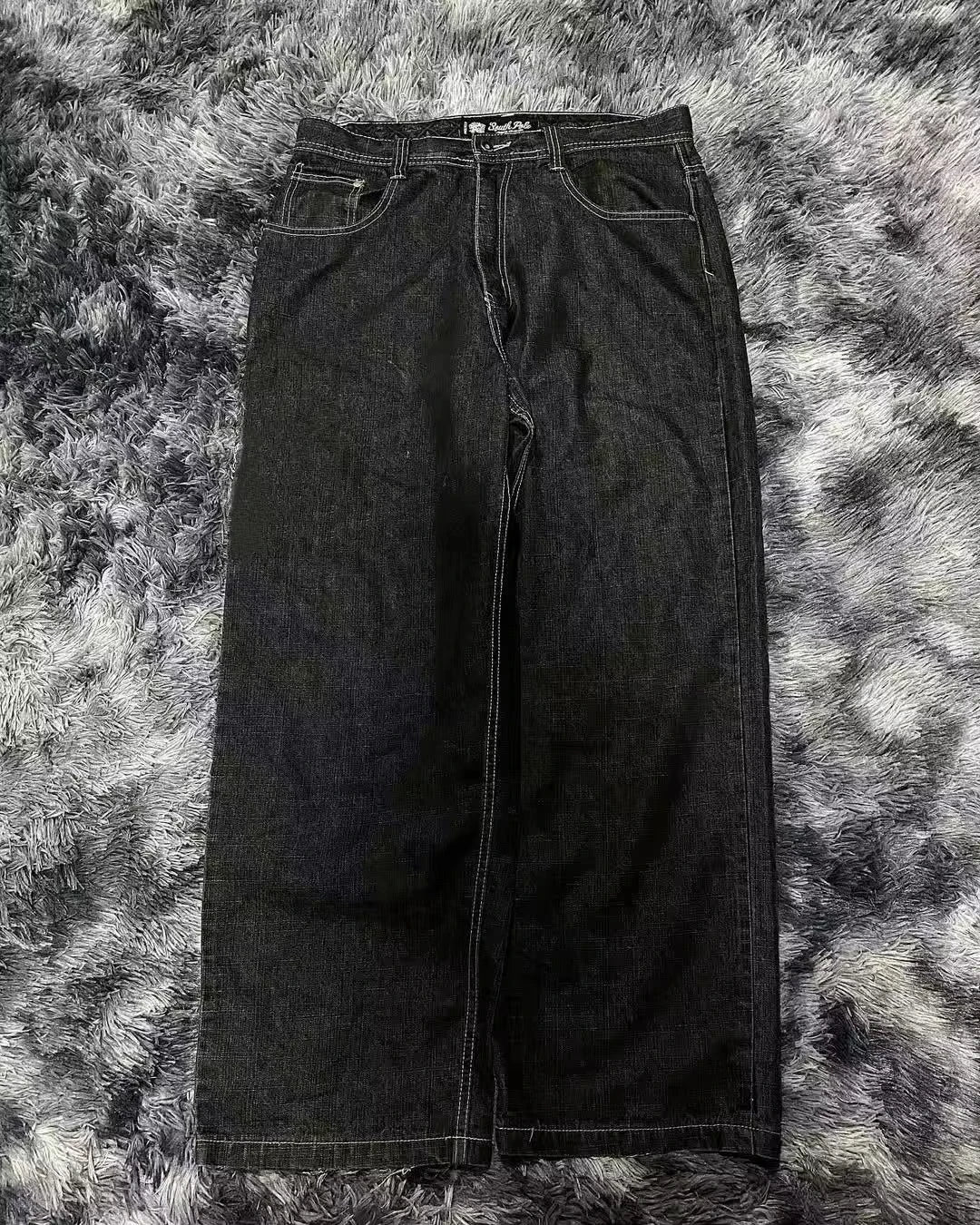 Y2K Embroidered Wide-Leg Jeans