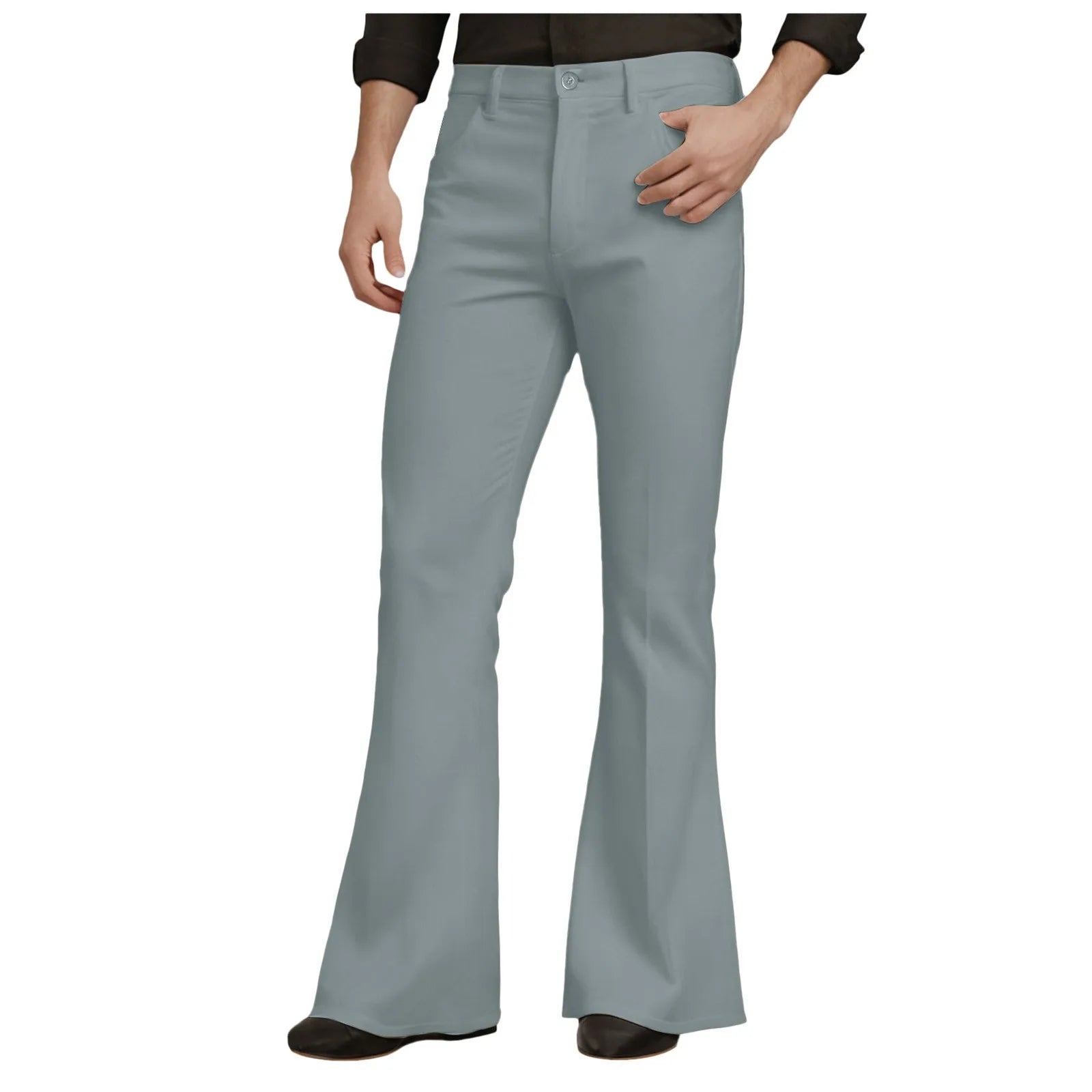 Mens Fit Bell-Bottoms Pants Fashion New Cotton Casual Elastic Hiking Outdoor Pants Male Streetwear Flared Trousers Ropa Hombre