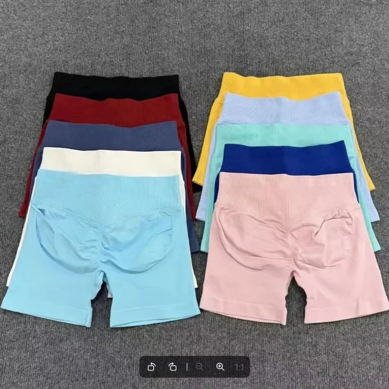 Women's hip lifting yoga shorts, low waist high stretch tight shorts, gym training and fitness slim fit shorts