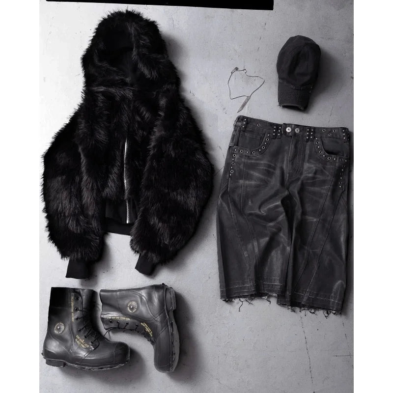 Reversible fur hoodie