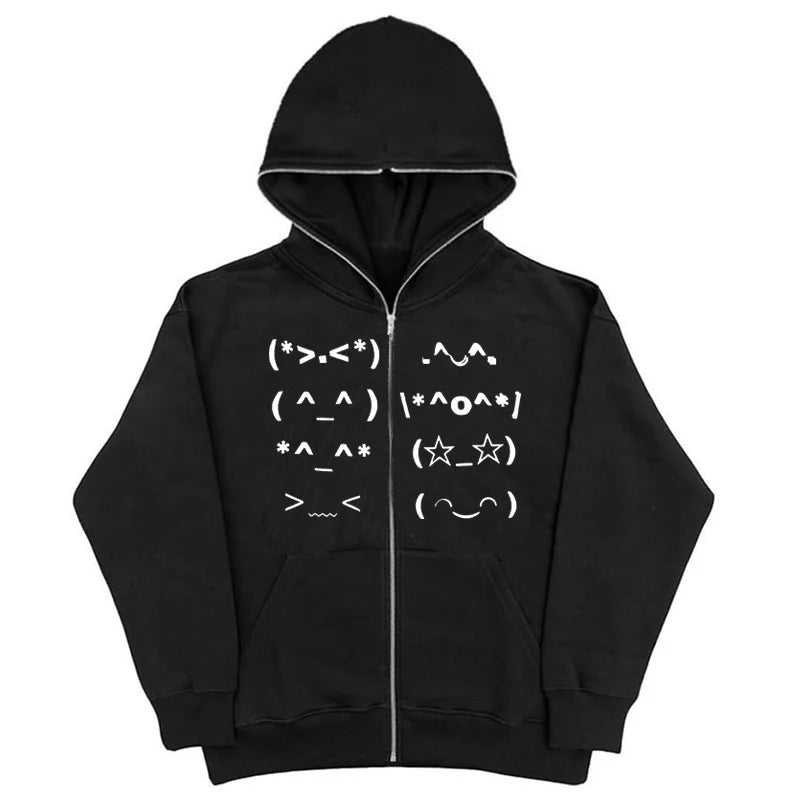 Faur collar Harajuku Zip up
