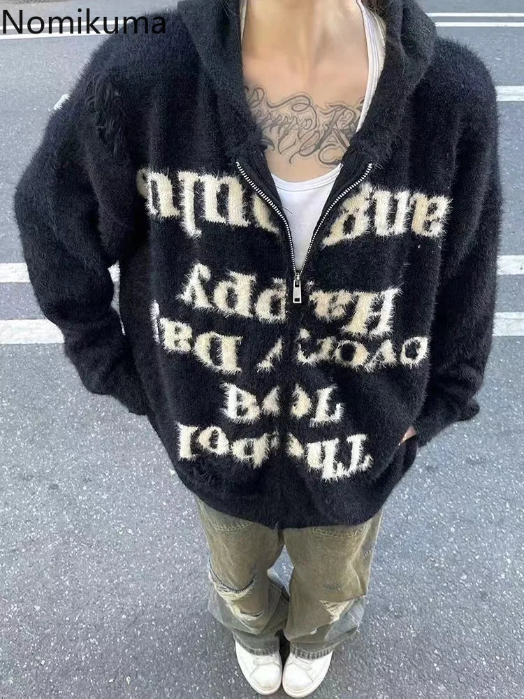 Upside-down Message zip up