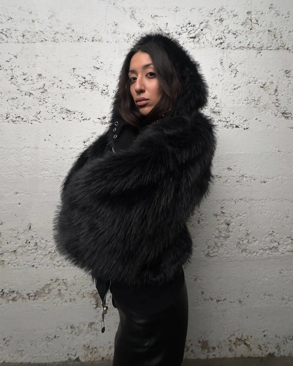 Reversible fur hoodie