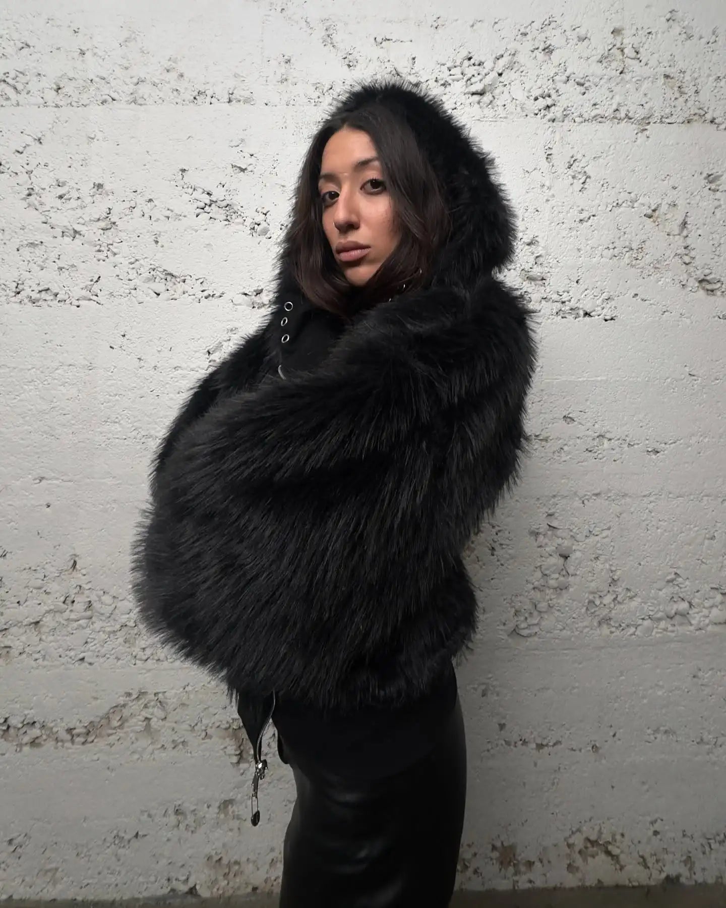 Reversible fur hoodie