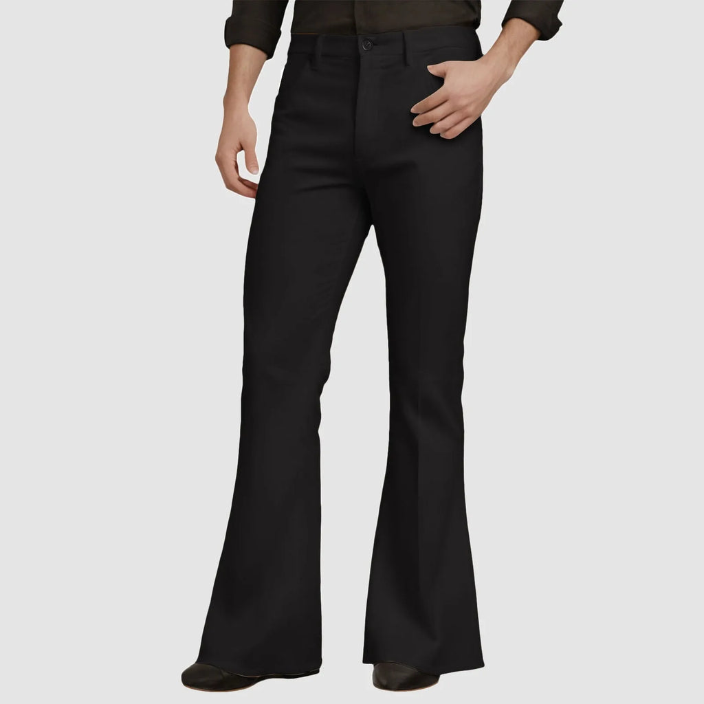 Mens Fit Bell-Bottoms Pants Fashion New Cotton Casual Elastic Hiking Outdoor Pants Male Streetwear Flared Trousers Ropa Hombre