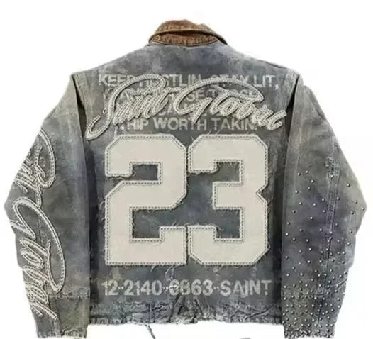 Denim Rhinestone Zip up