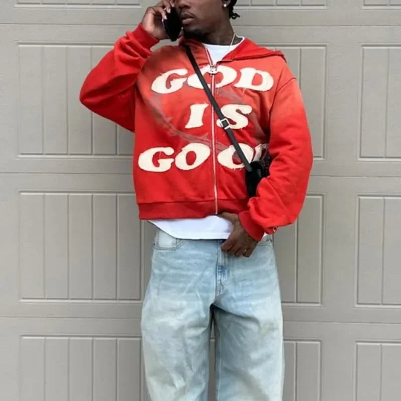 God is Good Cropped Zip up