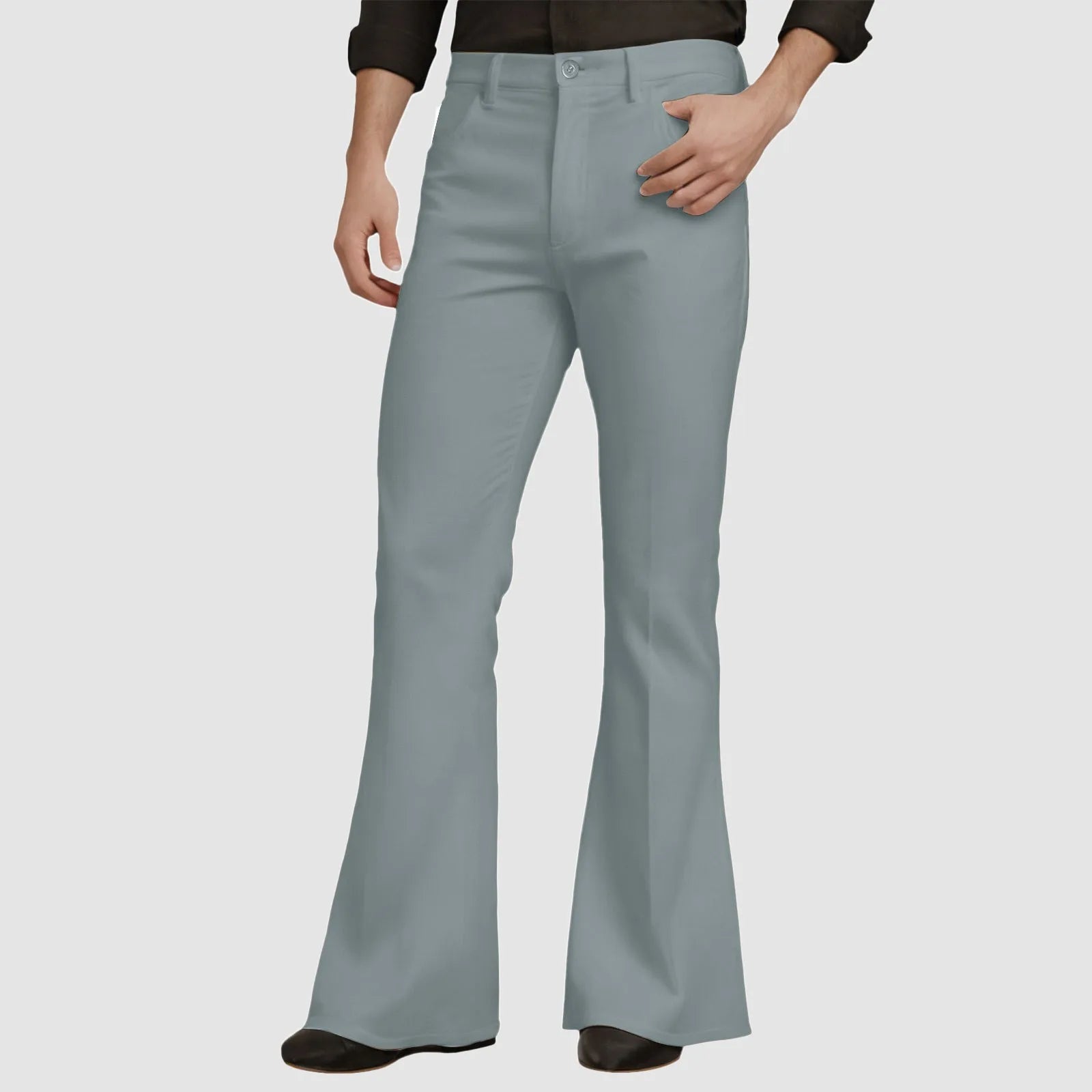 Mens Fit Bell-Bottoms Pants Fashion New Cotton Casual Elastic Hiking Outdoor Pants Male Streetwear Flared Trousers Ropa Hombre