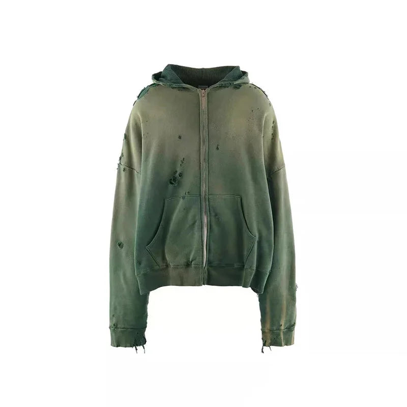 Saint Vintage distressed zip up