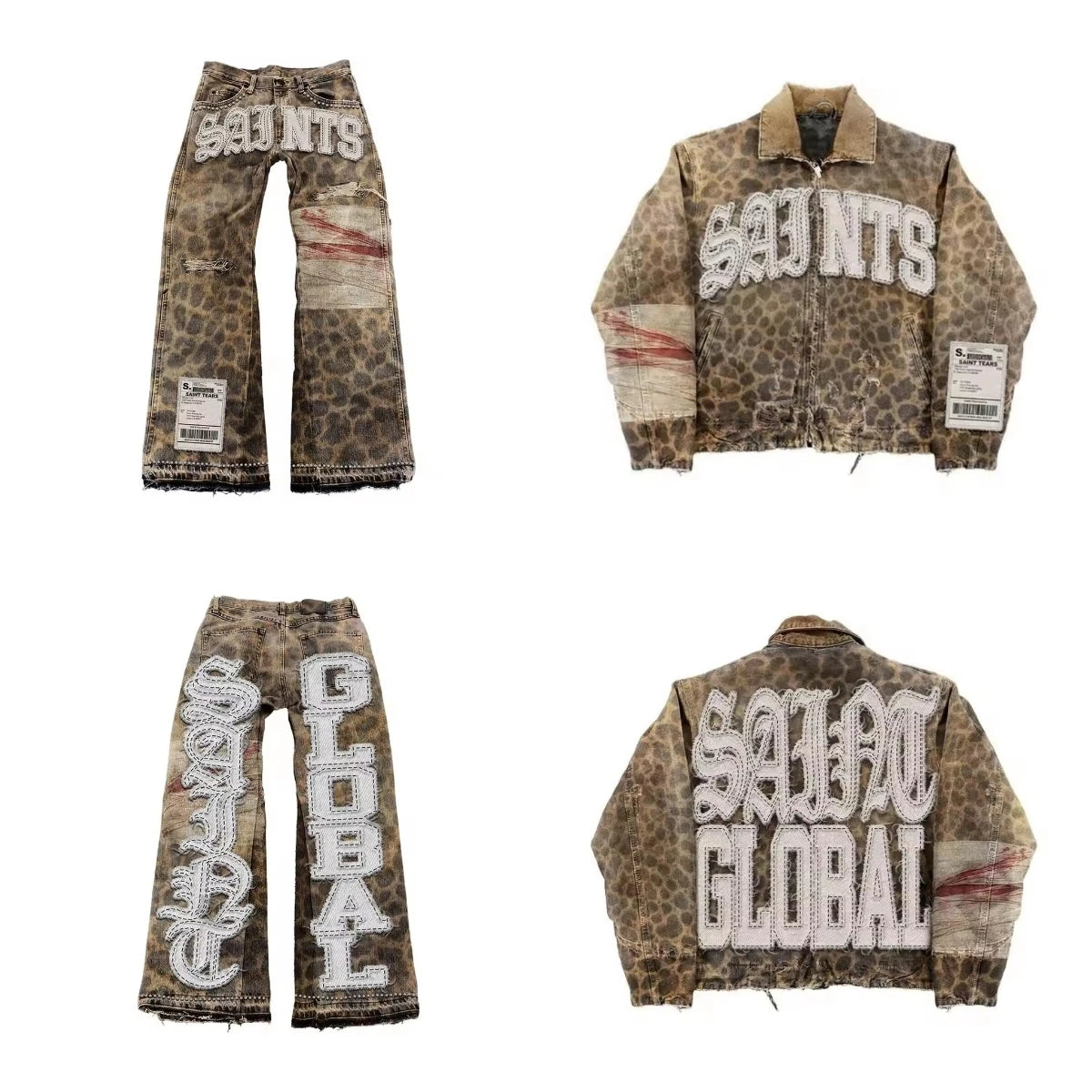 Retro Leopard Print Pattern Two Piece Set