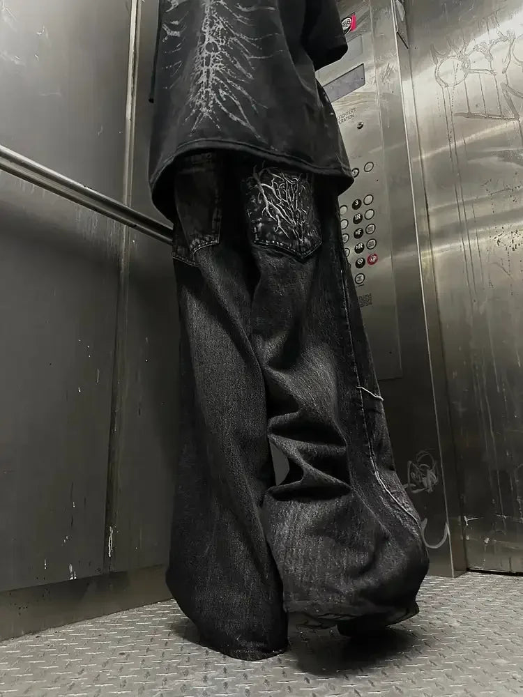 Y2K Embroidered Baggy Jeans