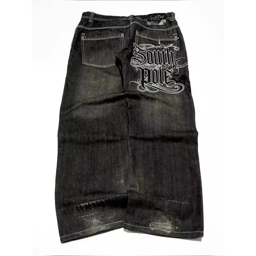 Y2K Embroidered Wide-Leg Jeans
