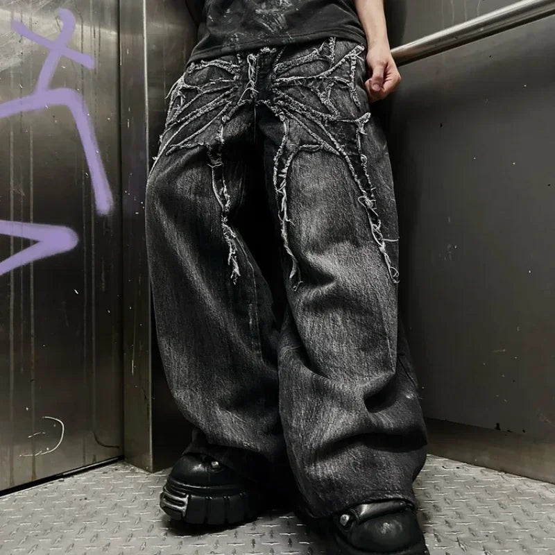 Y2K Embroidered Baggy Jeans