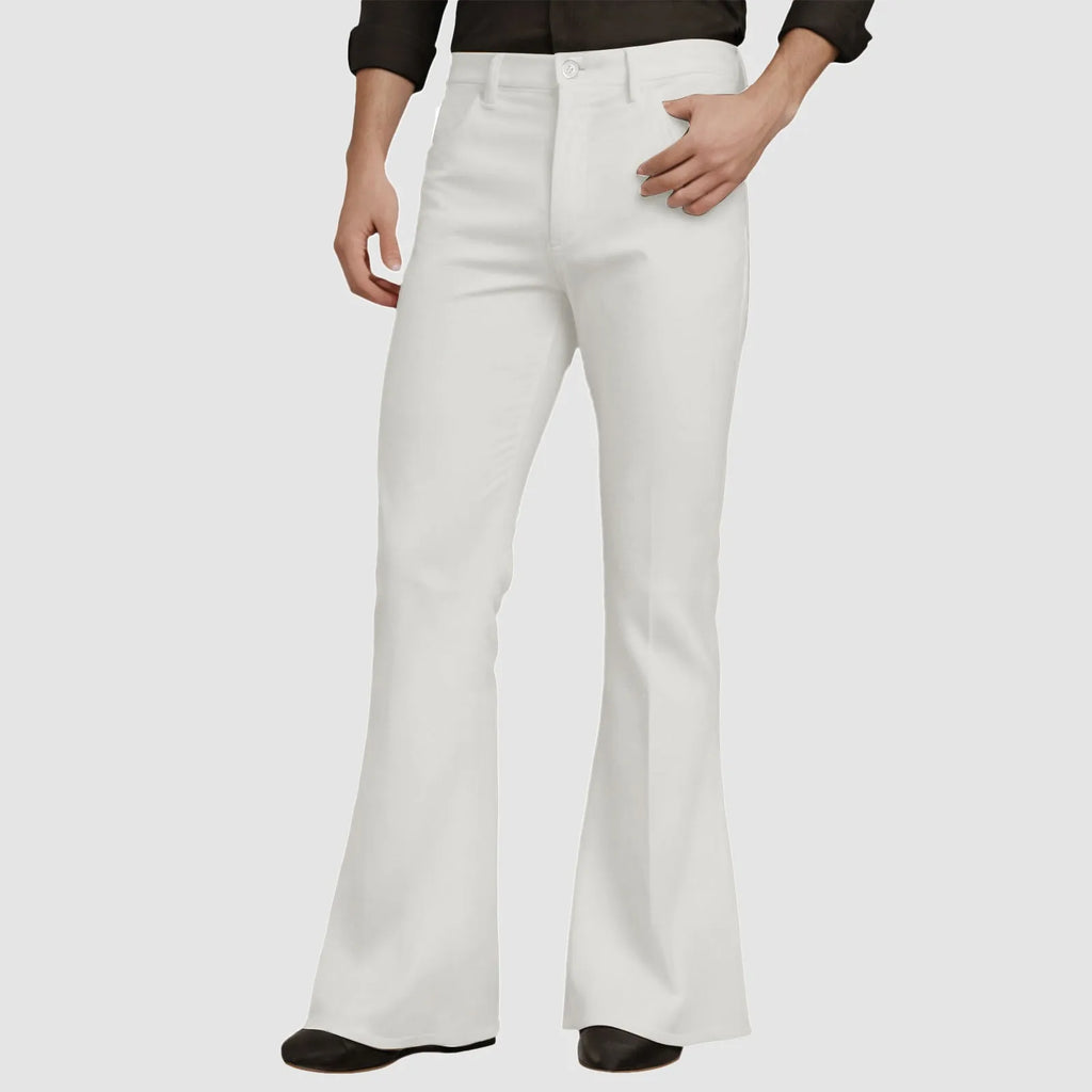 Mens Fit Bell-Bottoms Pants Fashion New Cotton Casual Elastic Hiking Outdoor Pants Male Streetwear Flared Trousers Ropa Hombre